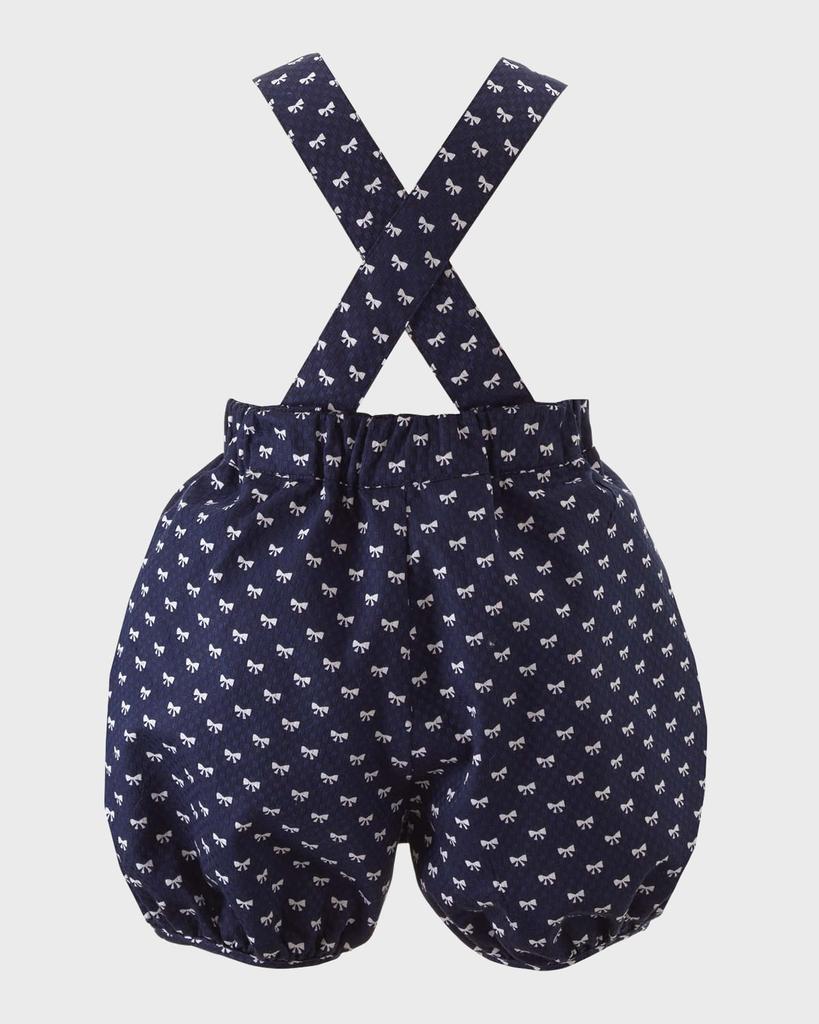 Rachel Riley Girl's Bow-Print Dungarees, Size 6M-24M