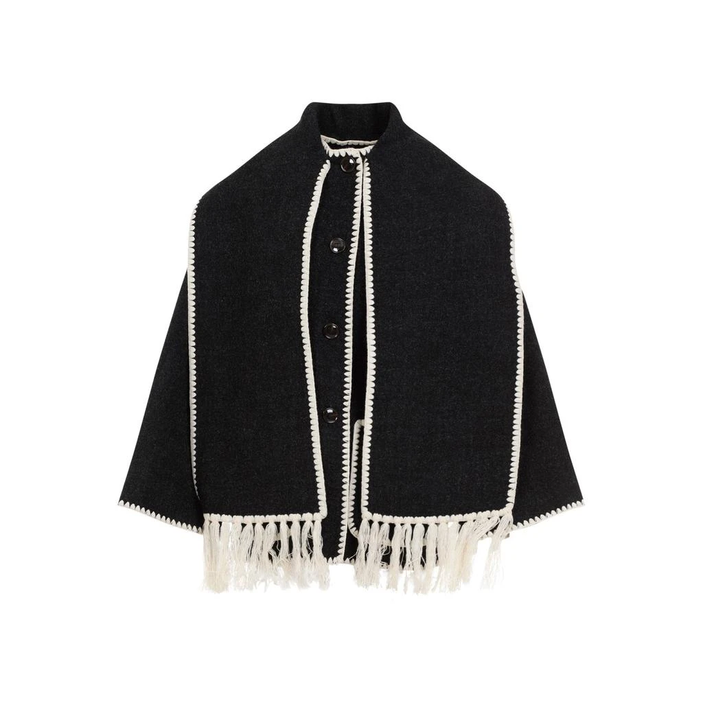 Totême Totême Dropped-Shoulder Fringed-Edge Scarf Jacket 1