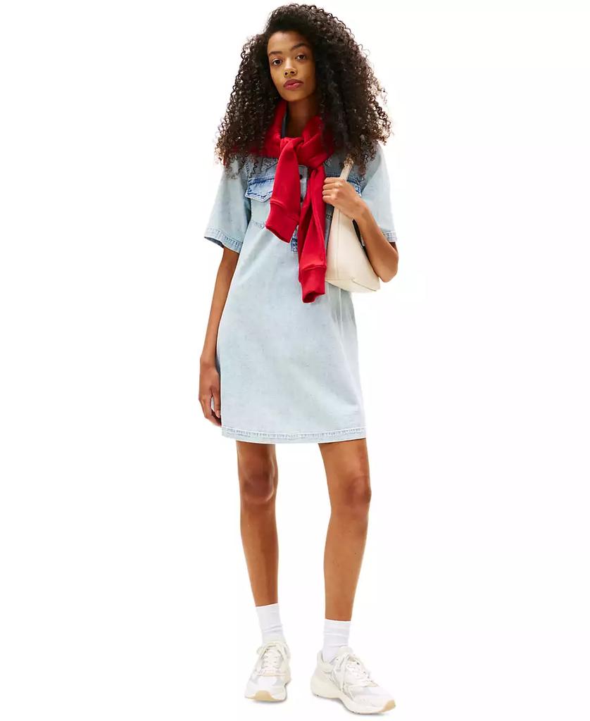 Tommy Jeans Women's Cotton A-Line Faded Denim Dress