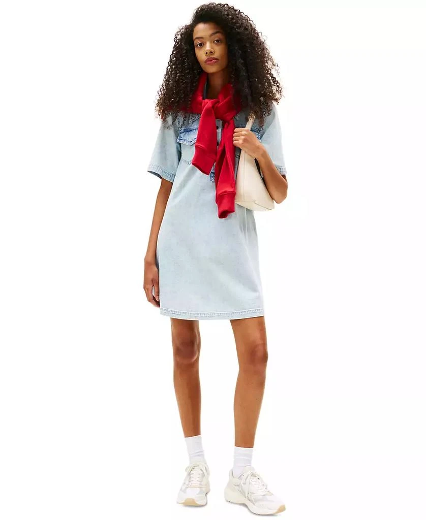 Tommy Jeans Women's Cotton A-Line Faded Denim Dress 1