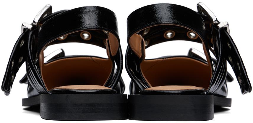 Ganni Black Feminine Buckle Ballerina Flats - Shoes
