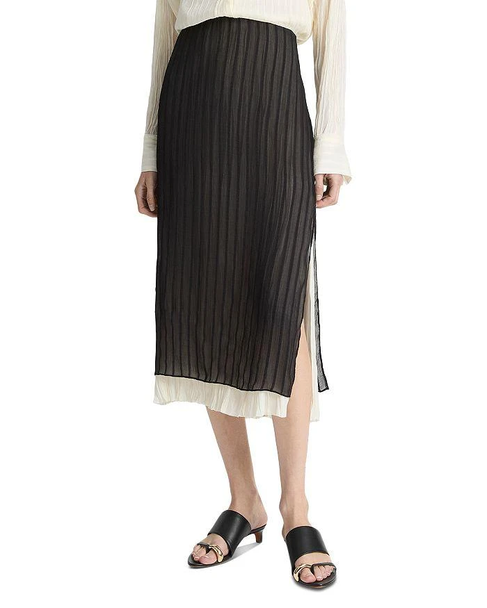 Vince Layered Striped Midi Skirt