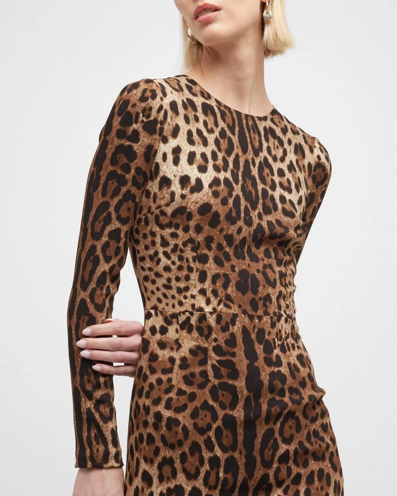 Dolce & Gabbana Leopard-Print Long-Sleeve Midi Dress 7