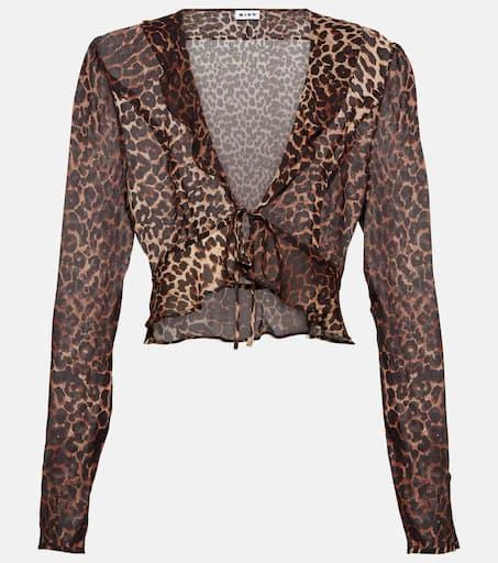 Rixo Neelu leopard-print crêpe blouse 1