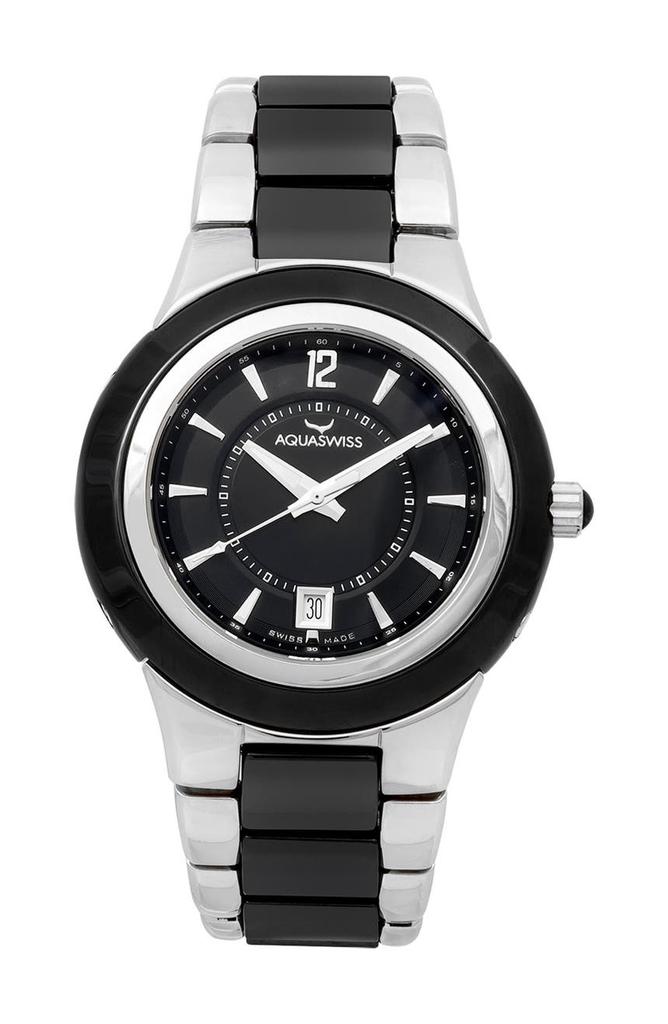 AQS Unisex C91 M Ceramic Strap Watch, 45mm