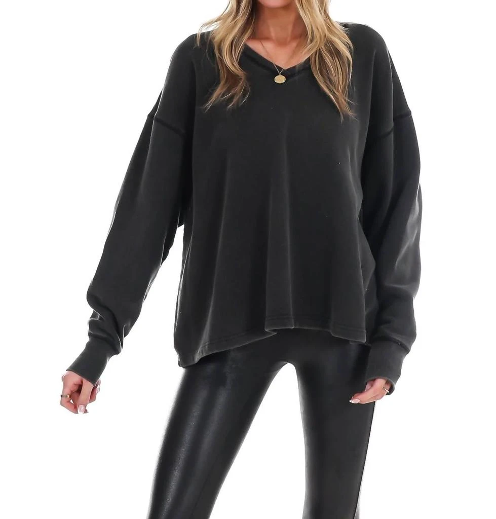 HYFVE Urban Fade Oversized V-Neck Sweatshirt In Black 2
