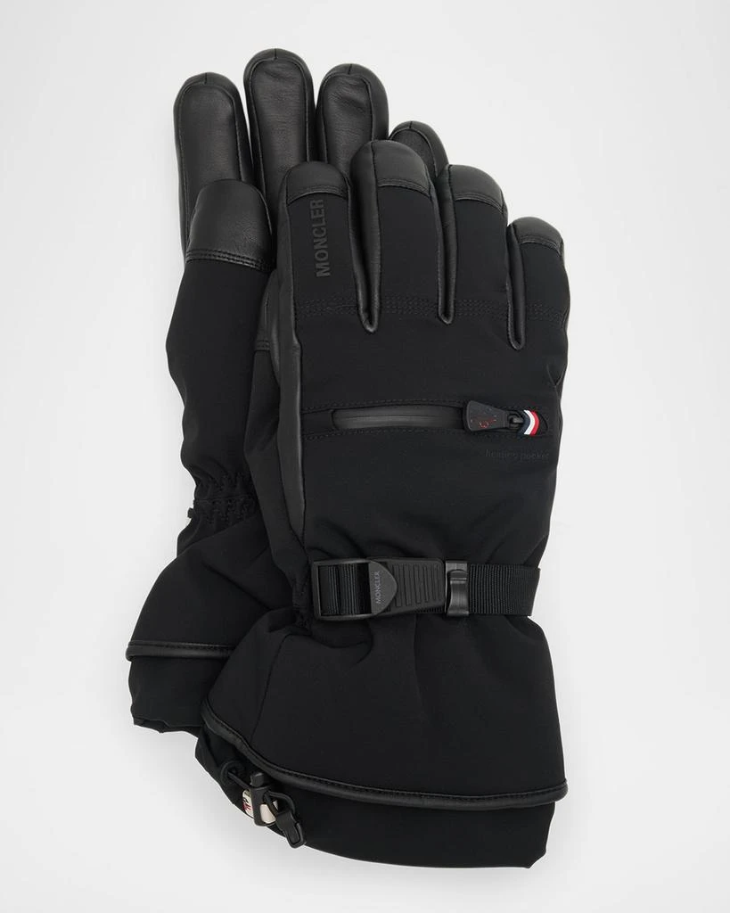 Moncler x Reusch Men
s Leather and Stretch Nylon Padded Gloves with Pocket