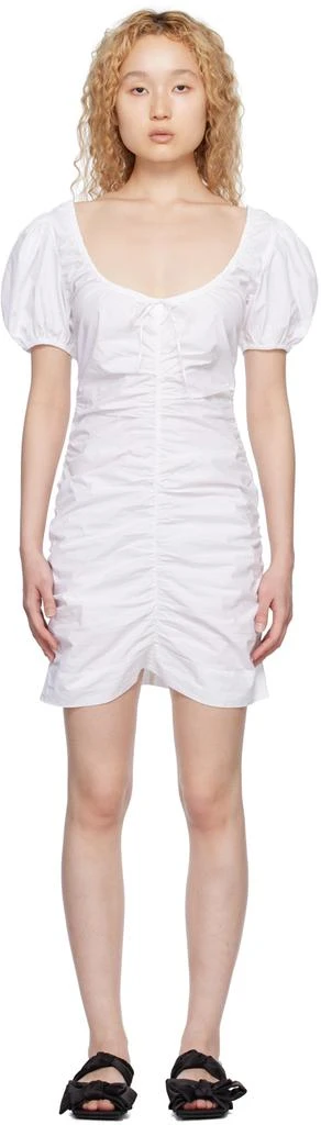 Ganni White Ruched Minidress 1