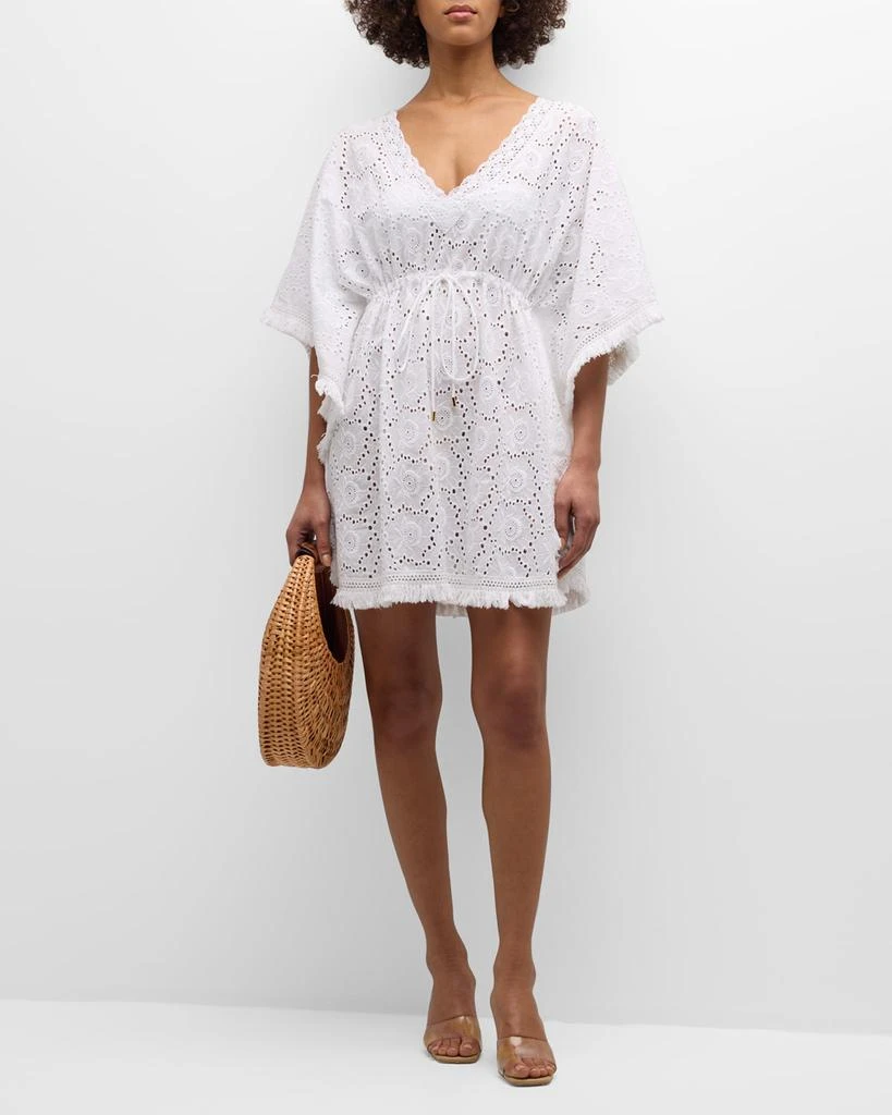 Melissa Odabash Ivy Lace Crochet Fringe-Trim Mini Dress 2