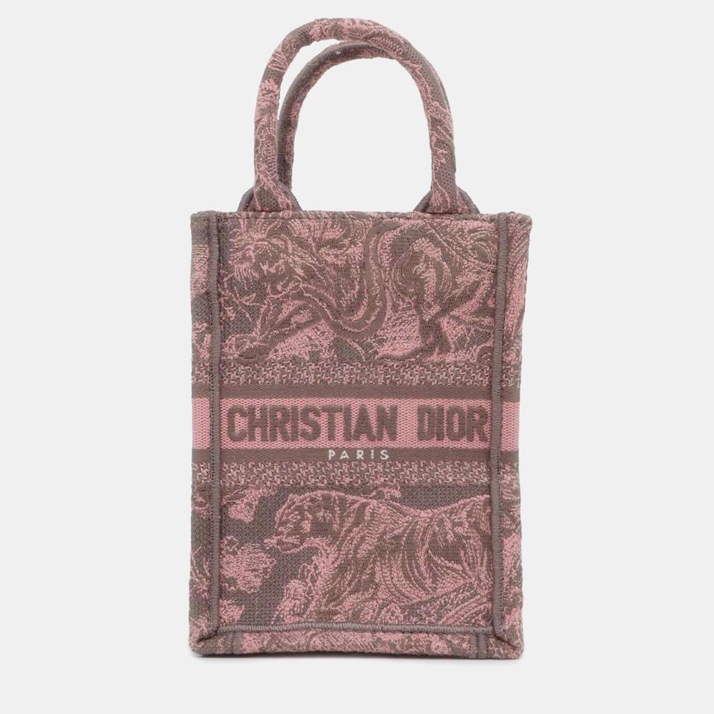 Dior Dior Pink/Grey Canvas Mini Toile de Jouy Book Tote Bag