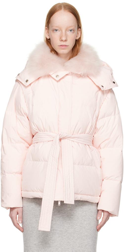 Yves Salomon Pink Quilted Down Jacket