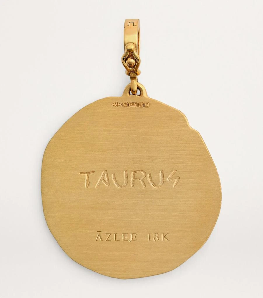 Azlee Large Yellow Gold Zodiac Taurus Coin Charm 3