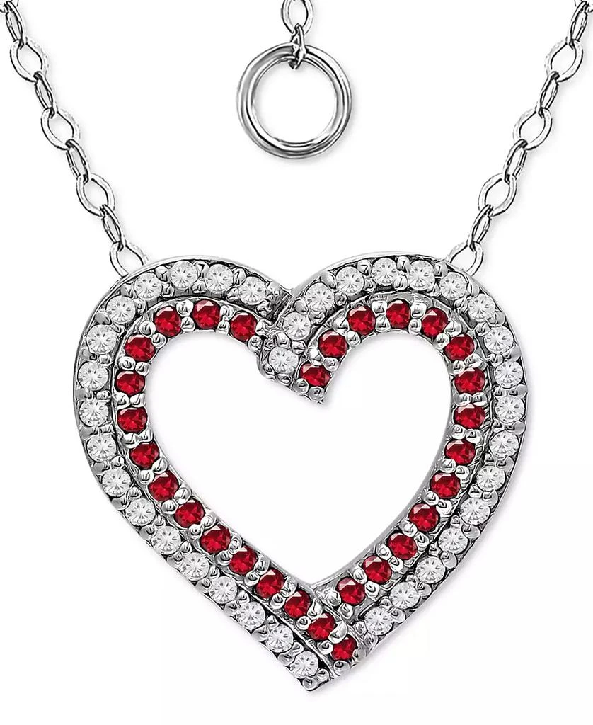 Giani Bernini Lab-Grown Ruby
Cubic Zirconia Heart Pendant Necklace in Sterling Silver, 16" + 2" extender, Created for Macy
s