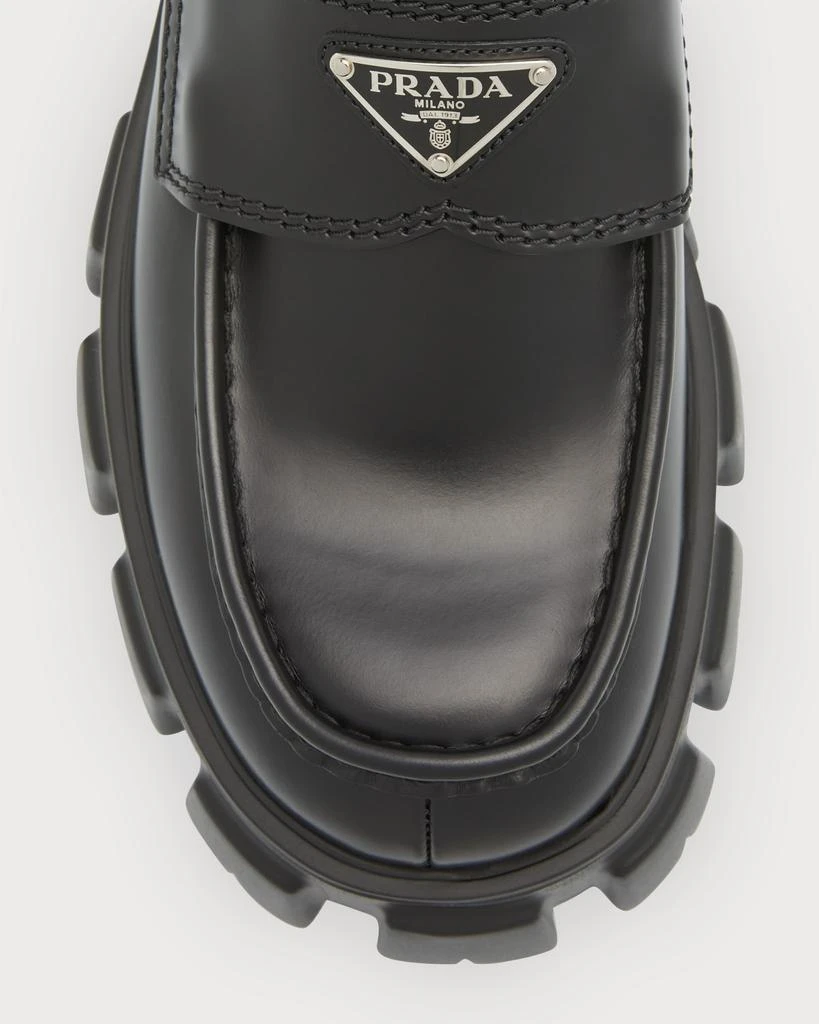 Prada Men's Monolith Lug-Sole Brushed Leather Loafers 5