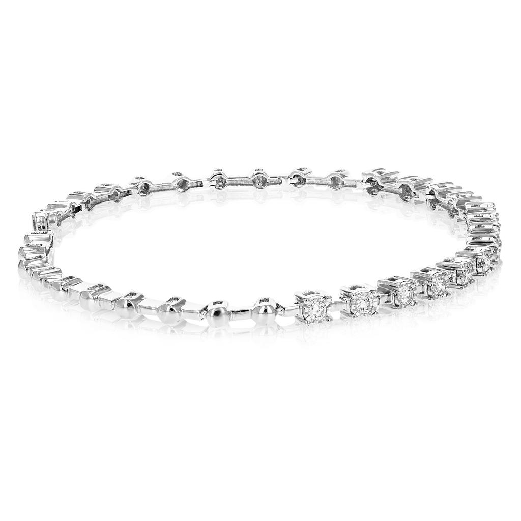 Vir Jewels 1/2 cttw Round Cut Lab Grown Diamond Tennis Bracelet in .925 Sterling Silver Prong Set 7 Inch