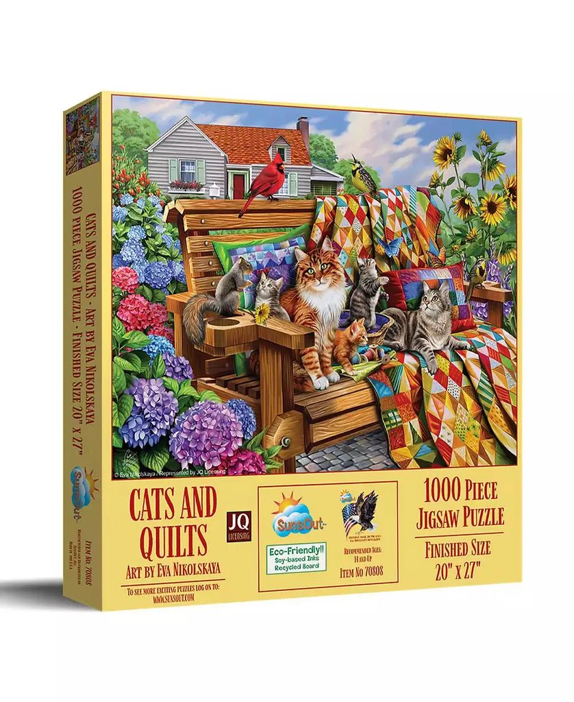 SunsOut Cats and Quilts 1000 piece Jigsaw Puzzle for Adults