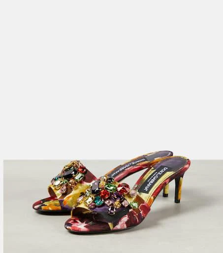 Dolce 
Gabbana Rhinestone-embellished floral satin mules 5