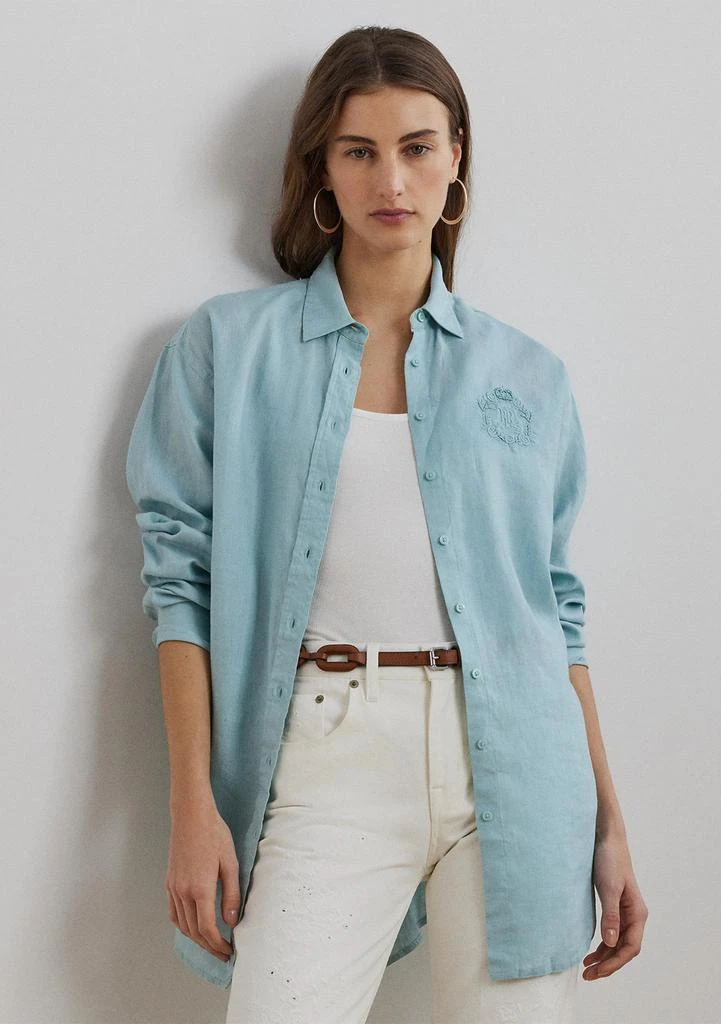 Ralph Lauren Oversize Floral Logo Linen Shirt