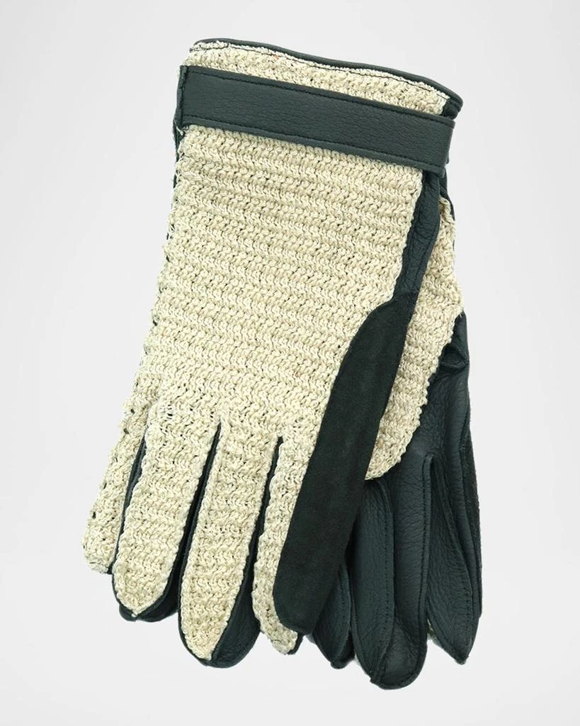 Portolano Men's Deerskin Gloves with Crochet Cotton Top 1