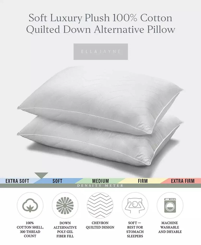 Ella Jayne Cotton Quilted Medium Density 2-Pack Pillow 4