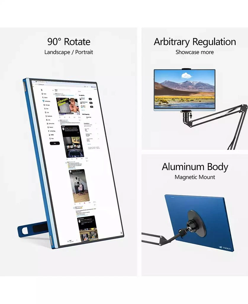 ZACHVO 2.5K 144Hz Gaming Portable Monitor V1 Pro, 16-inch HDR IPS with FreeSync 4