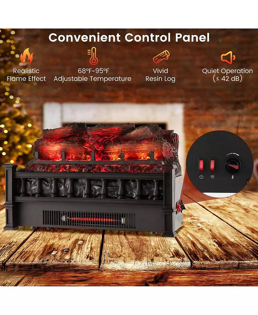 SUGIFT 20 Inch Electric Fireplace Heater with Realistic Pinewood Ember Bed 7