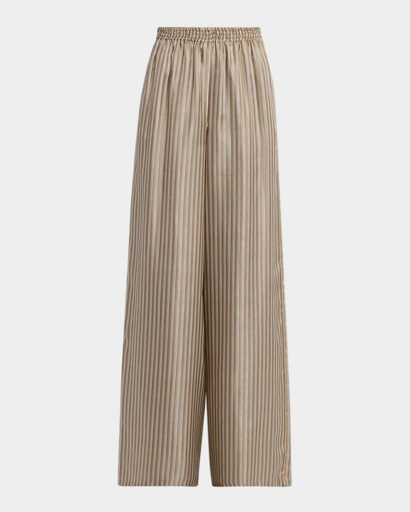Max Mara Ladino Striped Silk Wide-Leg Belted Pants 1