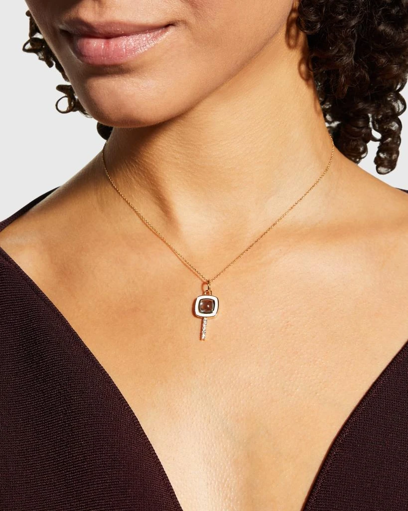 Monica Rich Kosann 18K Yellow Gold Mini Cushion Key Necklace with White Enamel, Blue Topaz, and Diamonds 2