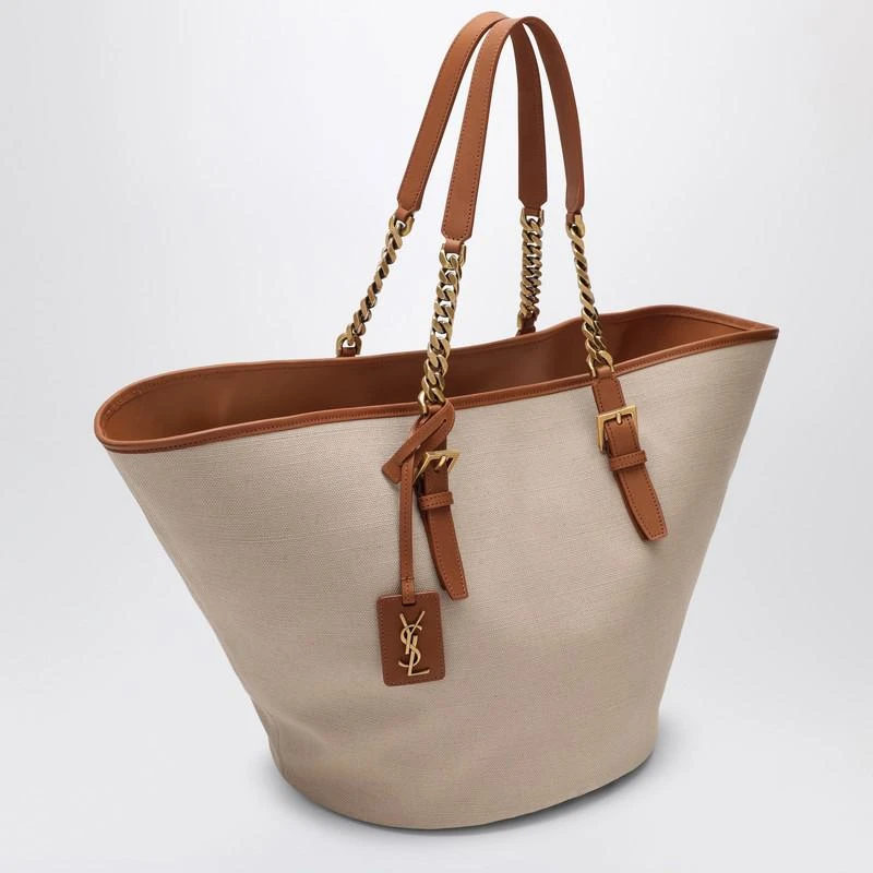Yves Saint Laurent Desert-coloured shoulder bag in canvas and leather 3