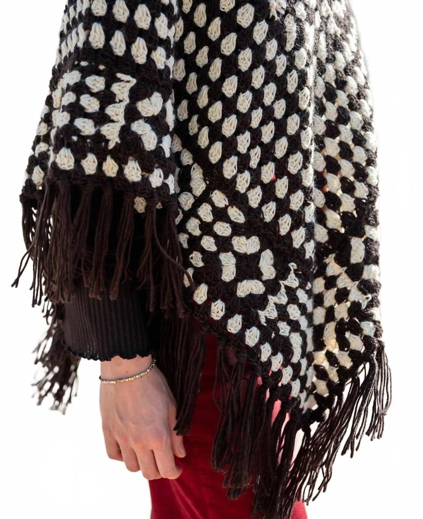 MERSEA La Paz Crochet Poncho In Black/white 3