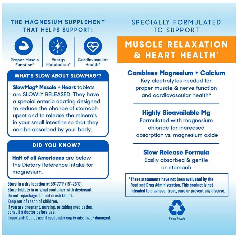 SlowMag MG Muscle + Heart Magnesium Chloride with Calcium Supplement 9
