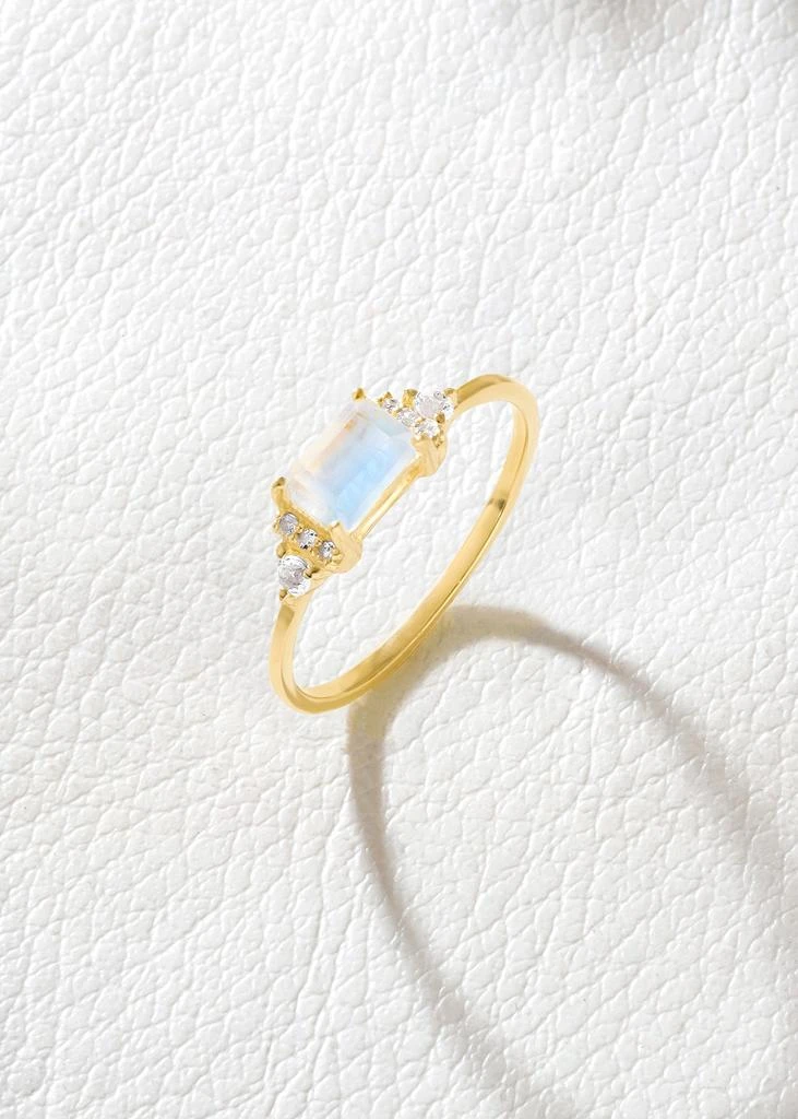 Tiramisu 14K Gold Plated Over 925 Sterling Silver Moonstone Celestial Veil Ring 4
