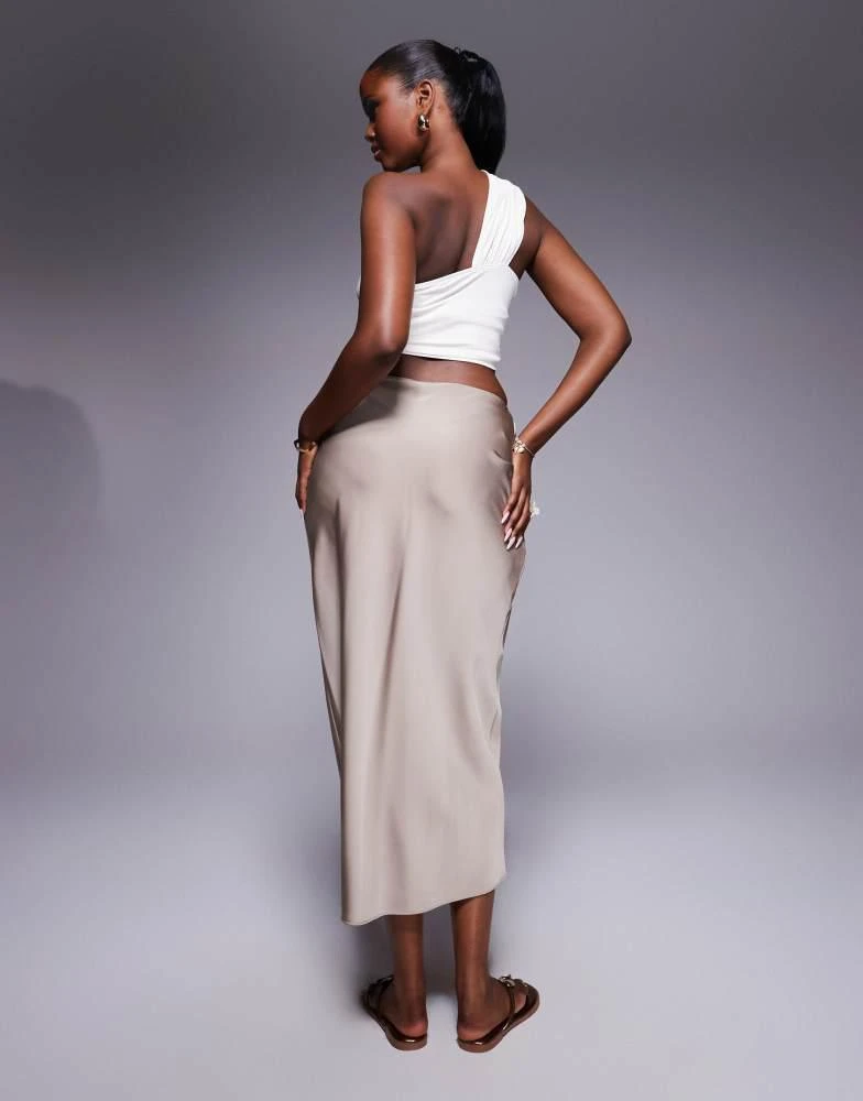 River Island River Island satin bias maxi skirt in beige 4