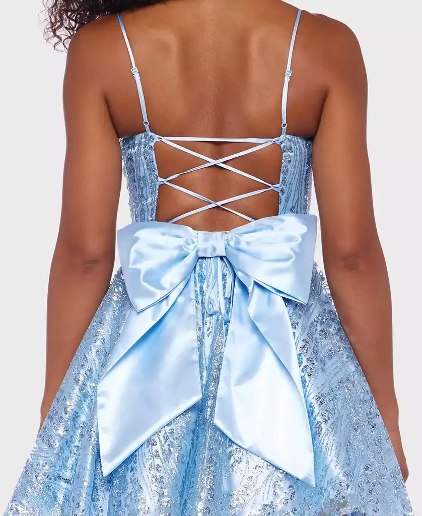 Alex & Sophia Juniors' Glitter Fit & Flare Dress - Light Blue - 15/16 Alex & Sophia Juniors' Glitter Fit & Flare Dress - Light Blue - 15/16