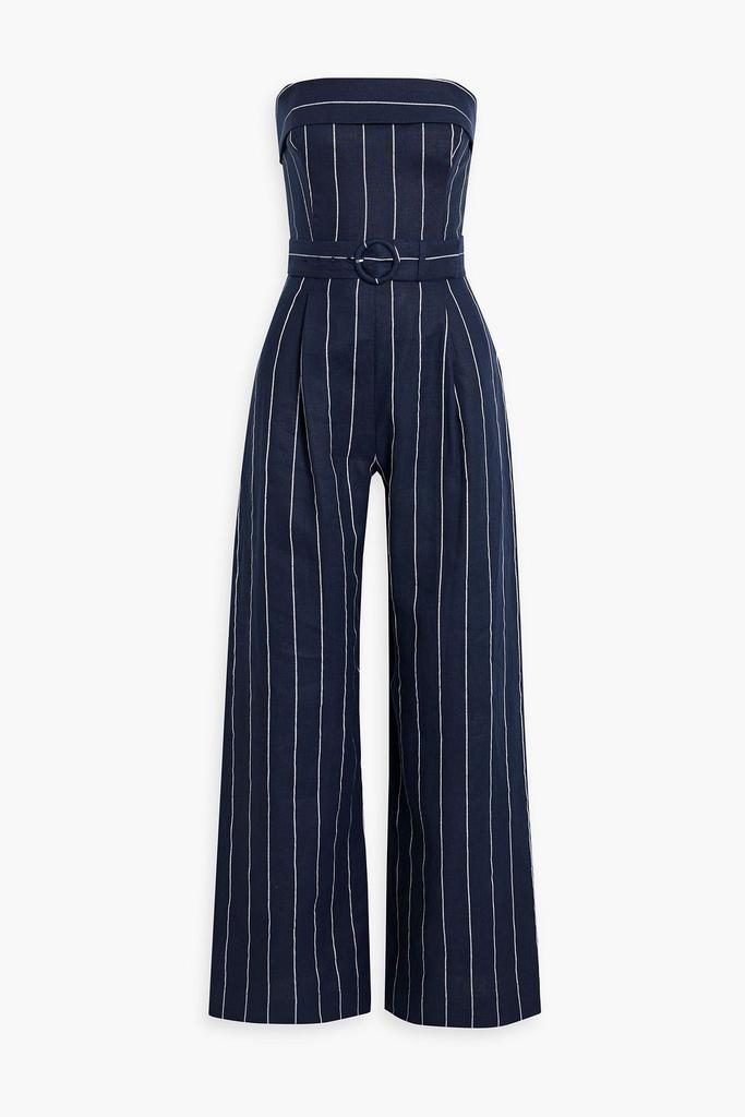 NICHOLAS Strapless striped linen-blend wide-leg jumpsuit