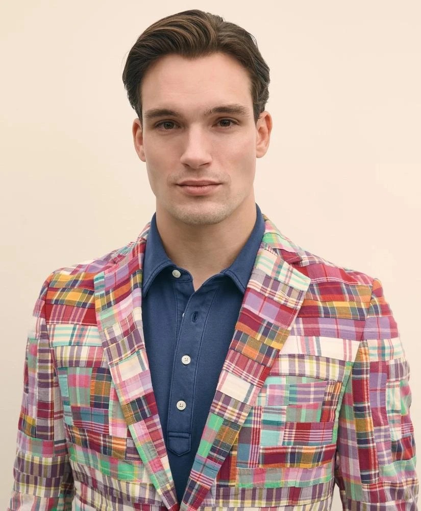 Brooks Brothers Classic Fit Cotton Patchwork Madras Sport Coat 5