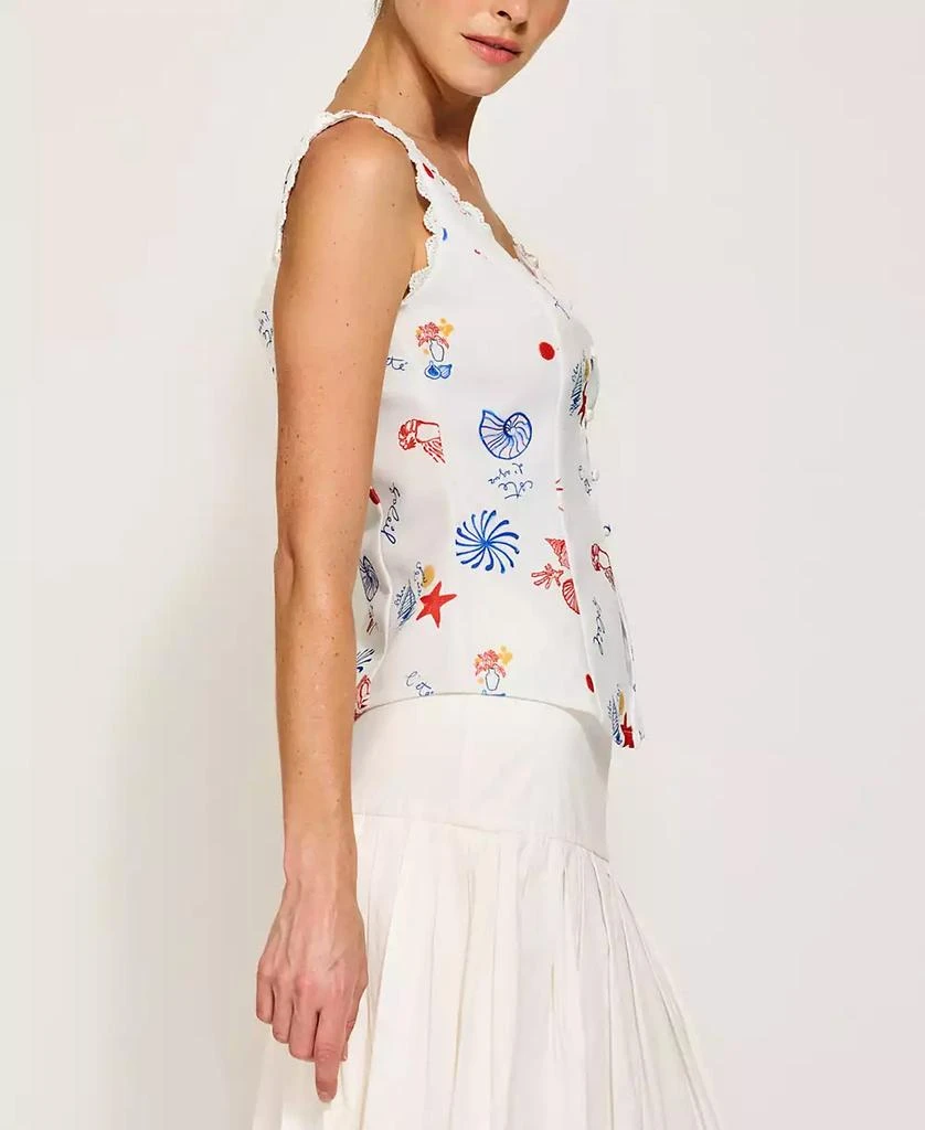 Line & Dot Women's Reeta Square-Neck Top Button-Front Top 4