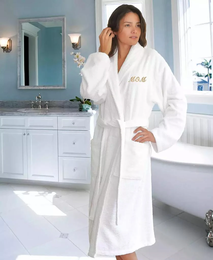 Linum Home Textiles Terry Bathrobe Embroidered with "Mom" 1