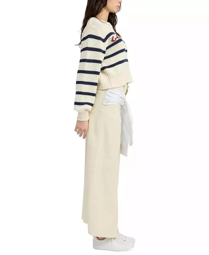 En Saison Women's Helena Cotton Striped Cropped Sweater 4