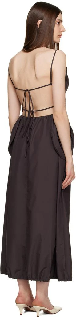 TheOpen Product Brown Gathered Midi Dress 3