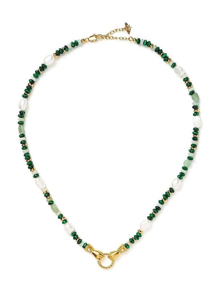 Missoma Harris Reed x Missoma In Good Hands 18K Gold-Plate, Pearl, Amazonite 
Malachite Necklace 1