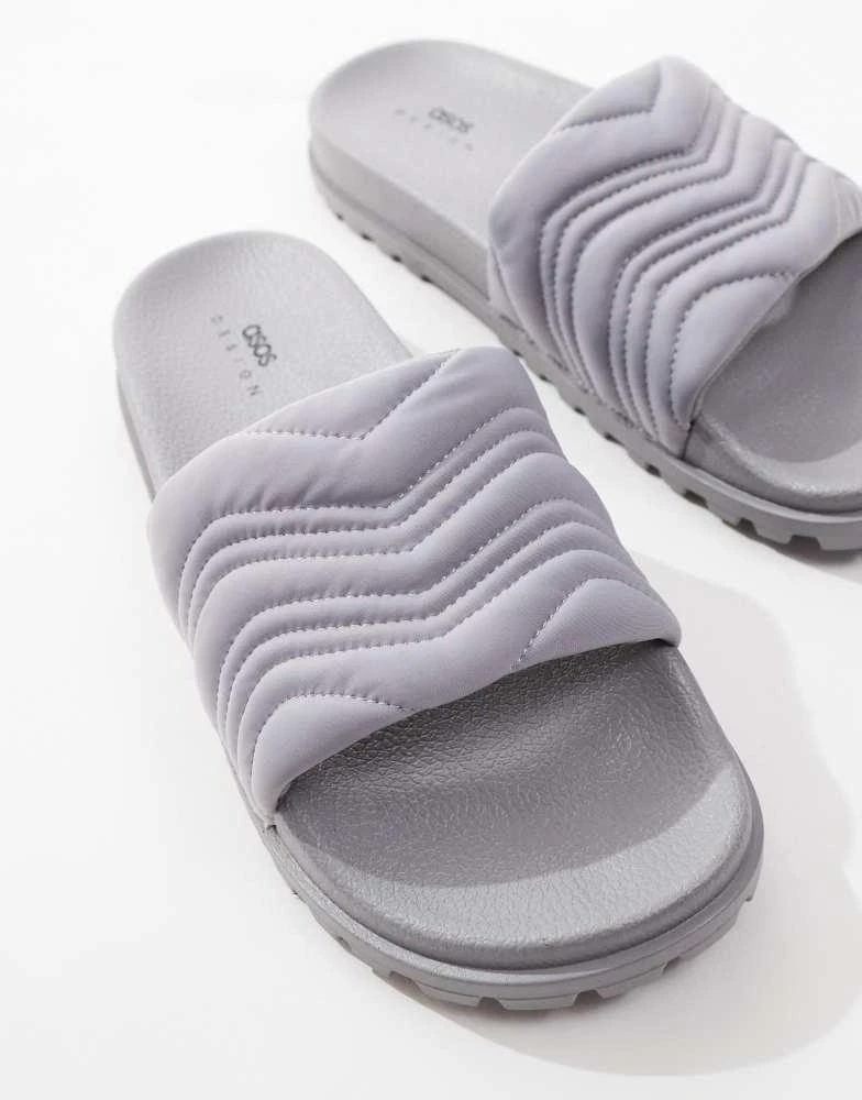 ASOS ASOS DESIGN slider sandals in grey with cleated sole 2
