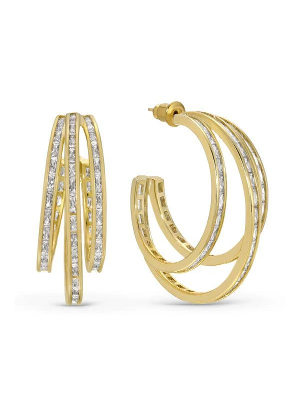 Eye Candy LA Golden Olivia Goldtone & Cubic Zirconia Half Hoop Earrings 1