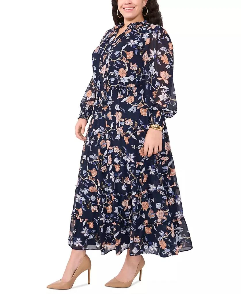 MSK Plus Size Floral-Print Tiered-Skirt Maxi Dress 2