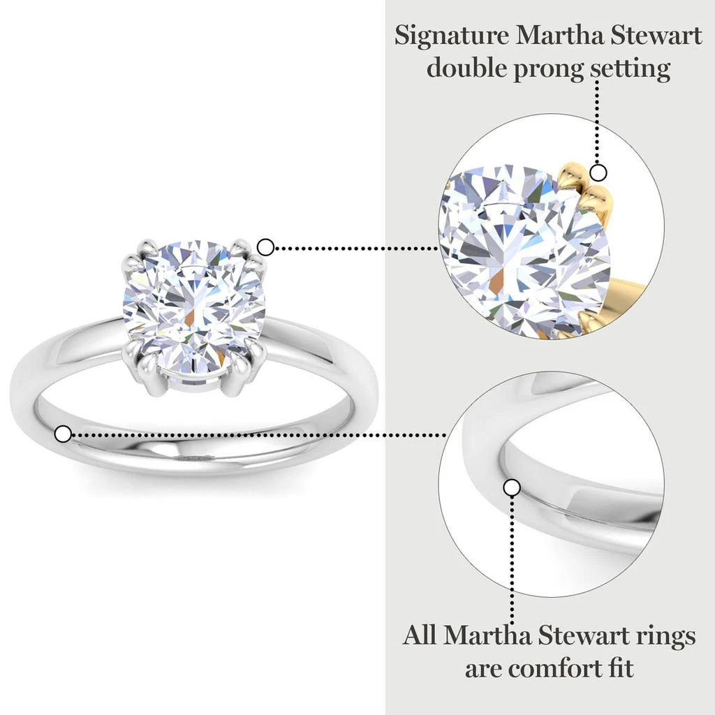 Martha Stewart 5 Carat Round Shape Lab Grown Diamond Solitaire Engagement Ring In Sterling Silver 3
