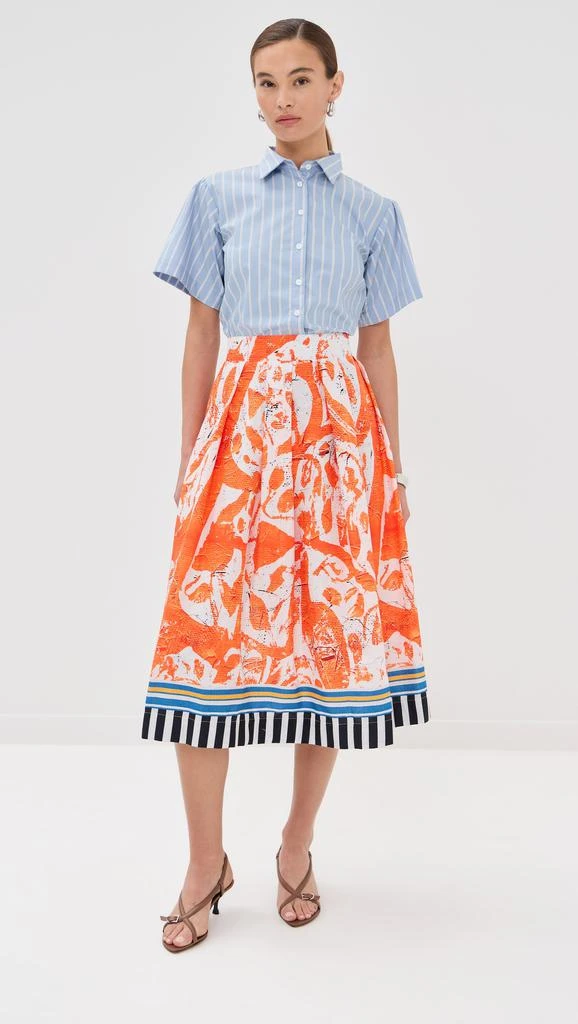 STELLA JEAN Striped Floral Midi Dress 6