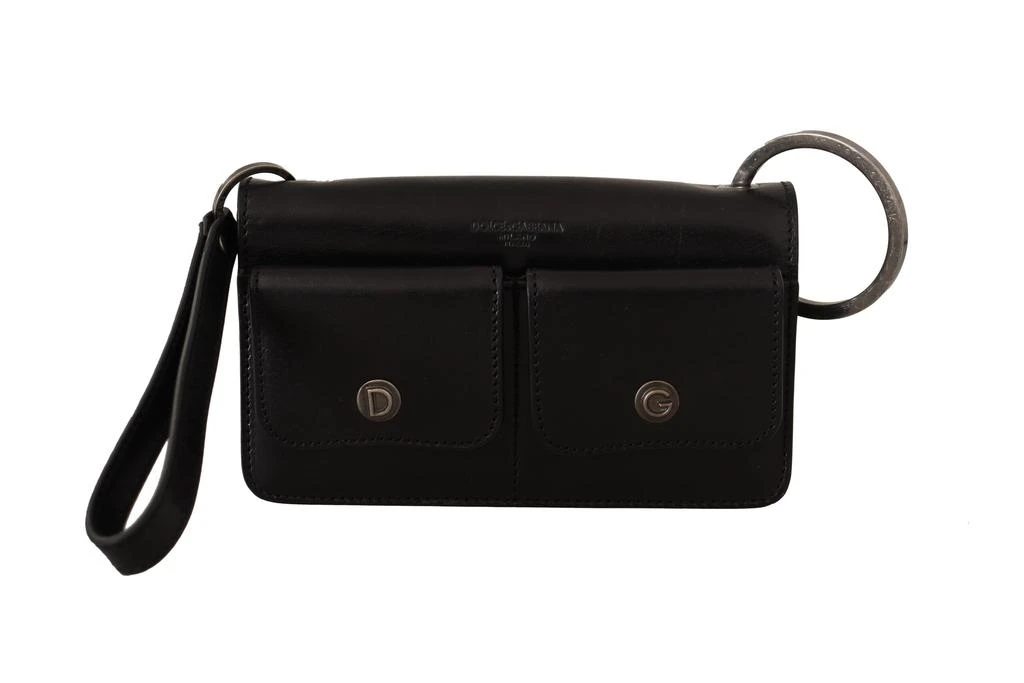 Dolce & Gabbana Dolce & Gabbana Black Leather Wristlet Mini Bag Card Bill Wallet 1