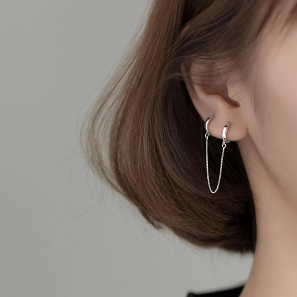 Frederique Frederique - Women
s Double Hoop Chain Earrings 3