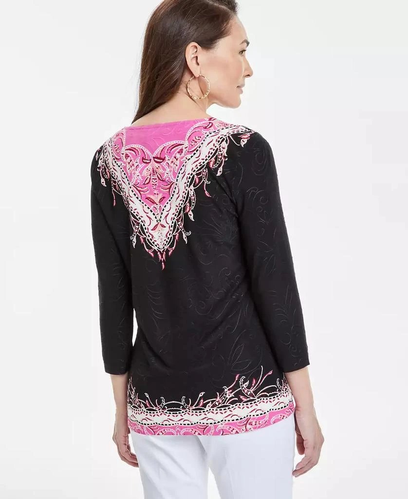 JM Collection Women's Printed Jacquard 3/4-Sleeve Top, Exclusively at Macy's 4