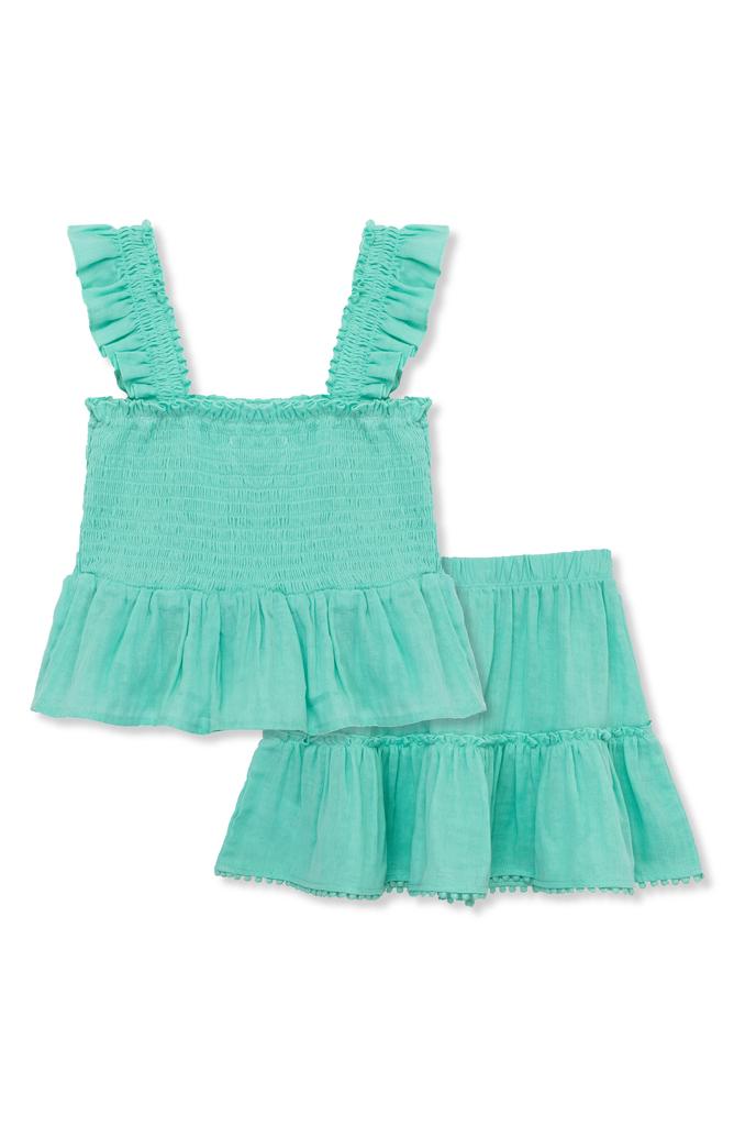 Peek Aren't You Curious Kids' Smocked Cotton Top & Skirt Set